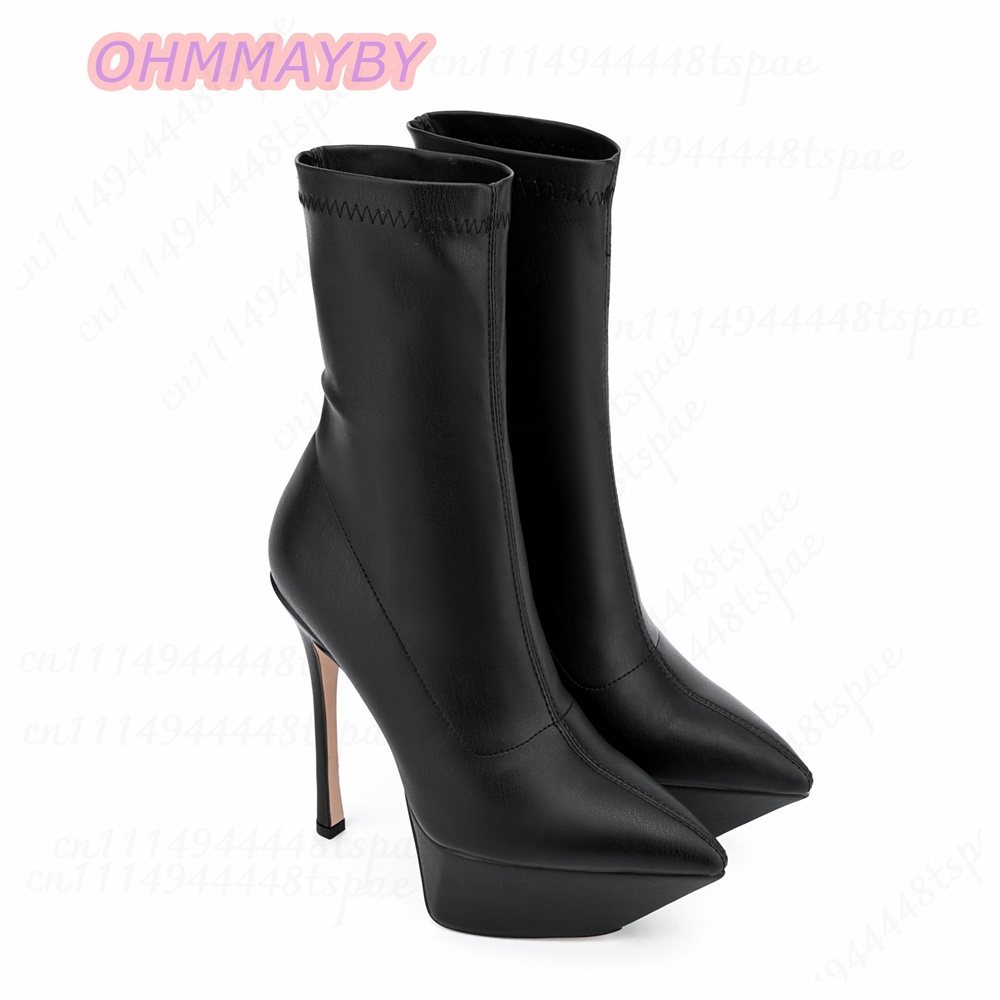 Women Black Platform Stiletto  - Knee High Sock Women review and price