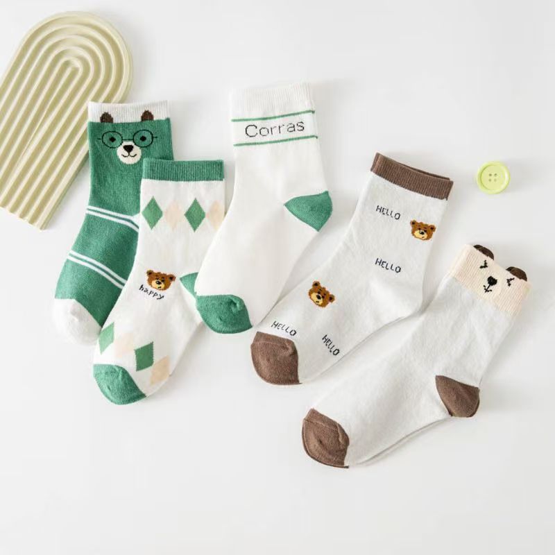5 Pack Toddler Cartoon Bear Pa - Cotton Crew Sock Pack review and price