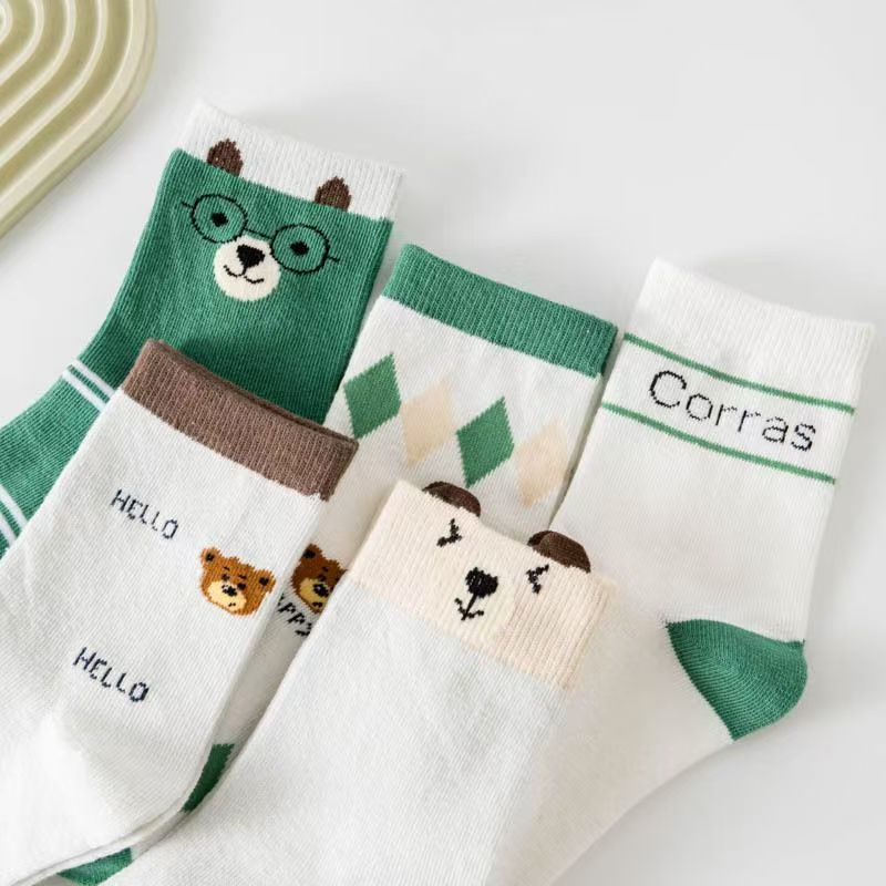 5 Pack Toddler Cartoon Bear Pa - Cotton Crew Sock Pack review and price